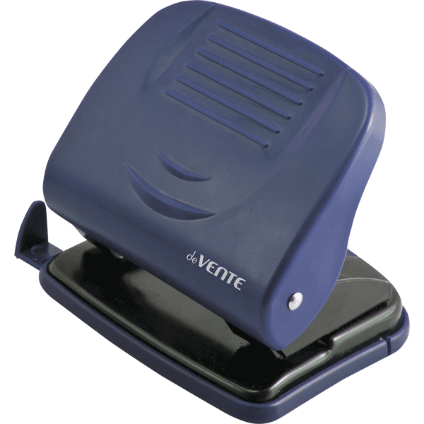 Дырокол "DeVente. Stripe" 30л. с линейкой синий