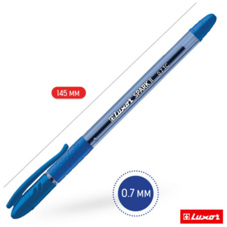 Ручка шариковая Luxor Spark ll, узел 0.7 мм, грип, синяя 4707874