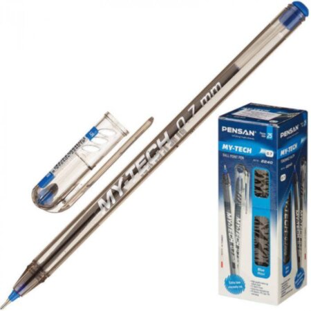 Ручка шариковая масляная Pensan My-Tech, узел-игла 0.7 мм, чернила синие