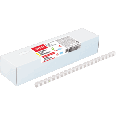 Пружина д/переплета пластик. 12мм ""DeVente белая100шт