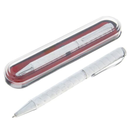 Ручка подарочная, шариковая "Супер" в пластиковом футляре, поворотная, серебристая