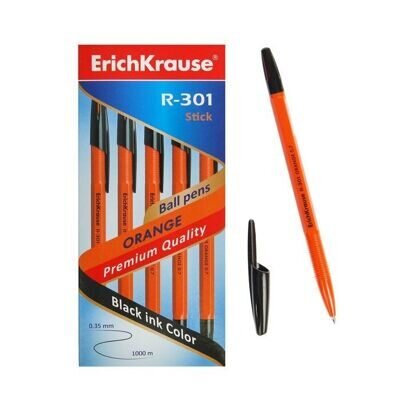 Ручка шариковая R-301"Erich Krause" Orange Stick, узел 0.7 мм, чернила чёрные.