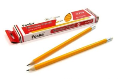 Карандаш простой HB, с ластиком, желтый корпус Foska