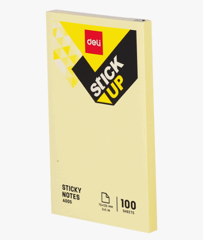 Клейкие листки DELI "Stick Up", 76 х126 мм, желтые, 100 листов