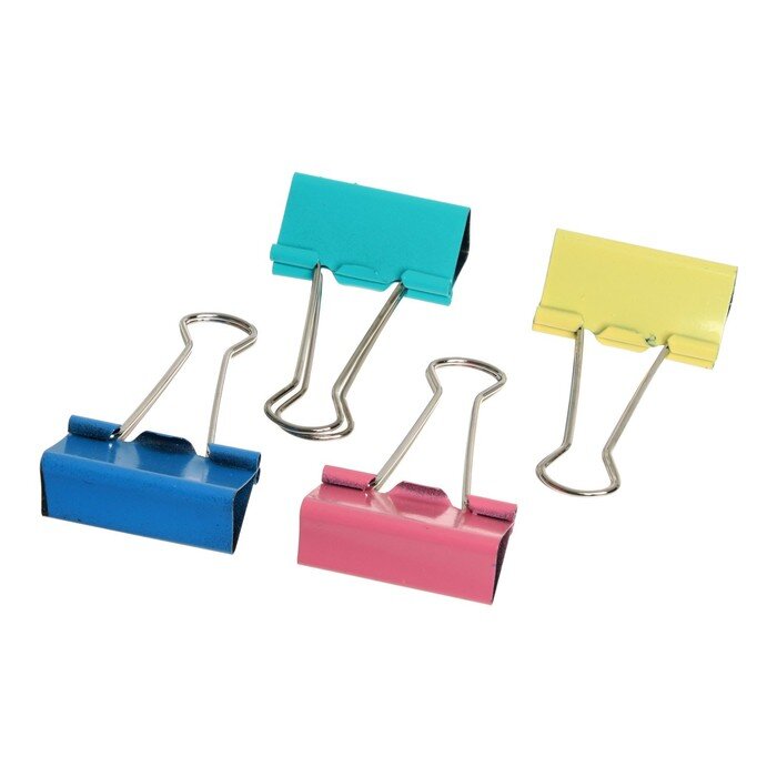 Зажим д/бумаг  цветные 41мм 24шт 6062