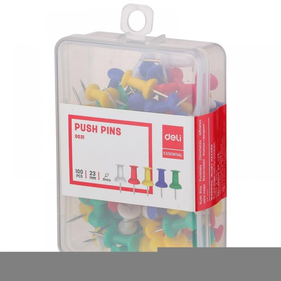 Гвоздики для доски DELI, цветные, 35 штук в пластиковой коробочке