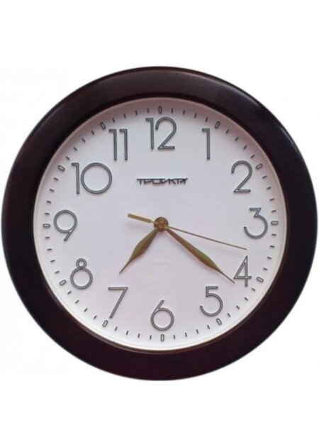 Часы d=290мм, круглые, белые, черный корпус, минеральное стекло Часпром (Беларусь)