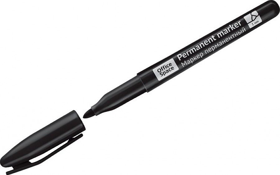 Маркер перманентный 3.0 мм OfficeSpace 8004В, черный, пулевидный