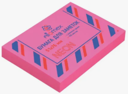 Бумага для заметок с клеевым краем Attomex, 76*76 , 100 л, розовый
