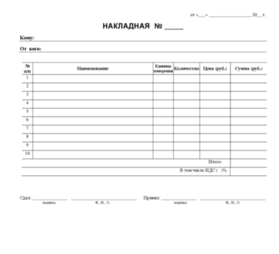 Бланк накладные (100шт)