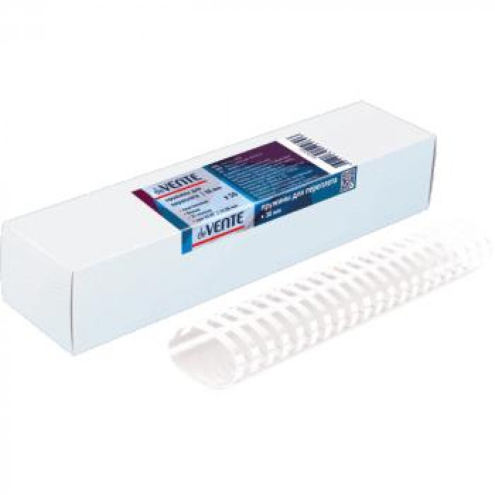 Пружина д/переплета пластик. 38мм ""DeVente белая (для сшивания 281-340 л) 50шт