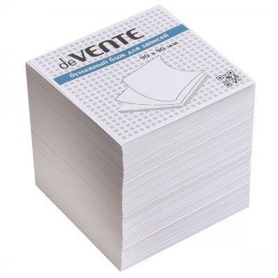 Блок бумажный для записей deVente 90*90*50 белый непроклеенный офсет 80г/м2