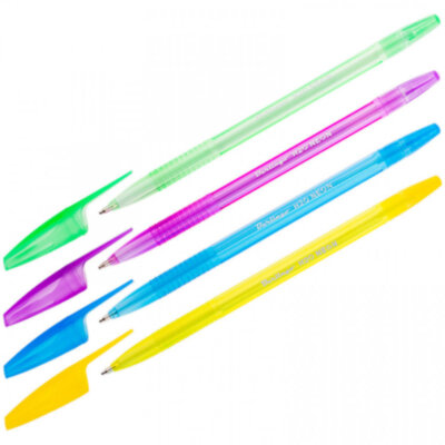 Ручка шариковая 1,0мм синяя, корпус НЕОН , рифленая