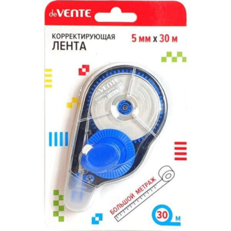 Корректирующая лента "deVENTE" 5 мм x 30 м , синий полупрозрачный корпус