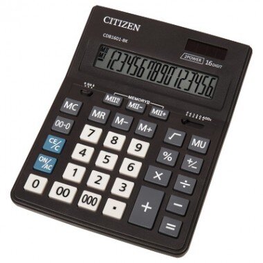 Калькулятор 16 разр, 15,7 х20см Citizen черный CDB1601BK-5