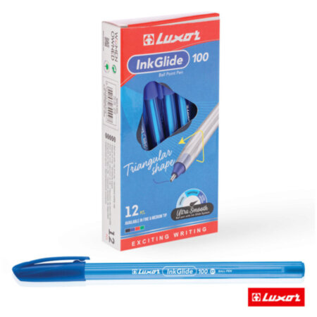 Ручка шариковая Luxor InkGlide 100 Icy синяя, 0,7мм, трехгран 16702/12 Bx