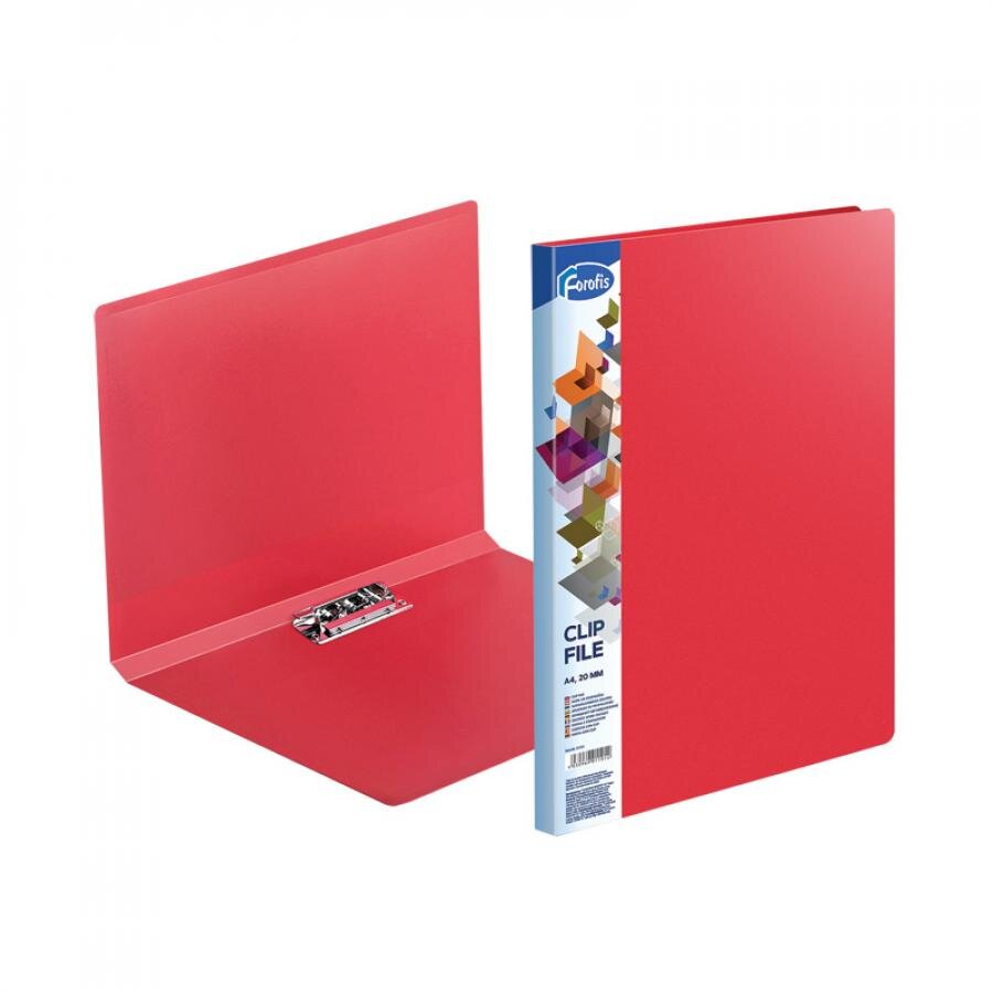 Папка для бумаг с прижимом, А4, ПП, 0,60 мм, Clip B, красный, Forofis