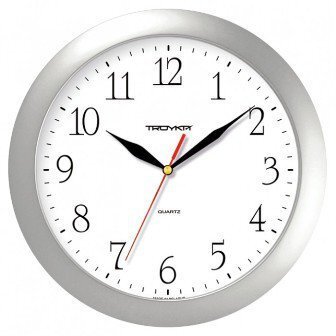 Часы d-290мм, круглые, белые, серебристый корпус, минеральное стекло Часпром