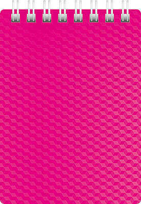 Блокнот "Hatber", 80л, А6, клетка, пластиковая обложка, на гребне, серия "Diamond Neon - Розовый"