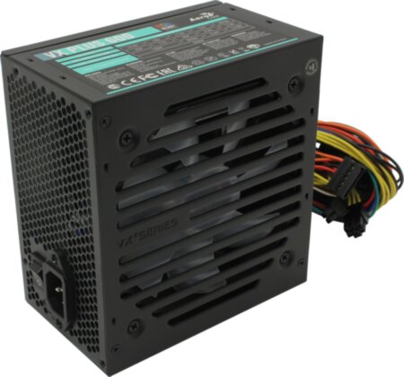 Блок питания, Aerocool, VX PLUS 600, 600W, ATX, (230V None-PFC), 20+4 pin, 4+4pin, 4*Sata, 3*Molex,